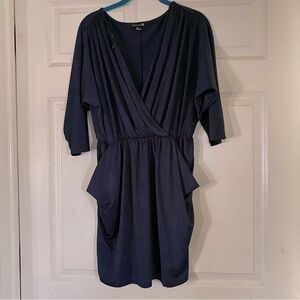 FOREVER 21 Navy Blue Solid Wrap Dress WITH POCKETS!!!